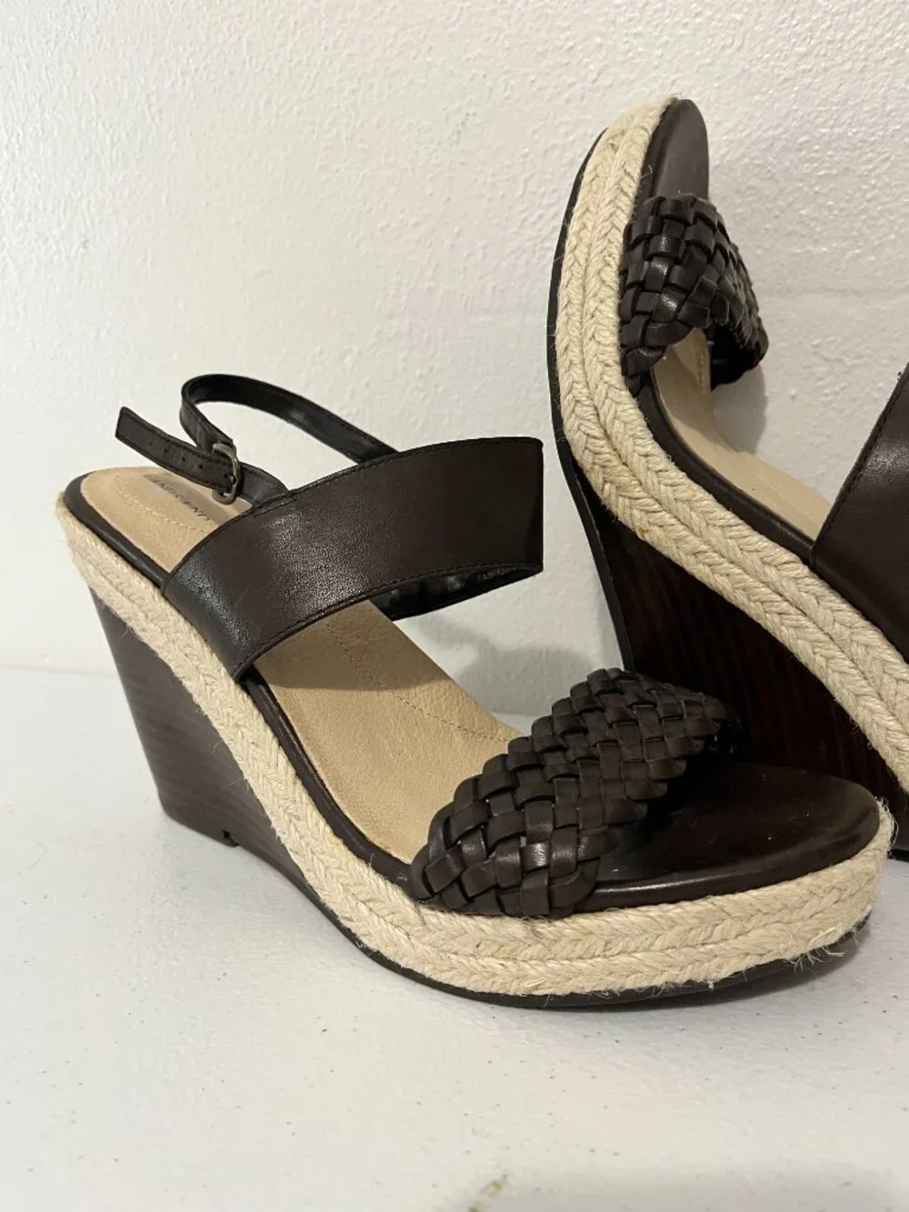 Land's End wedge sandal in dark brown - like new!